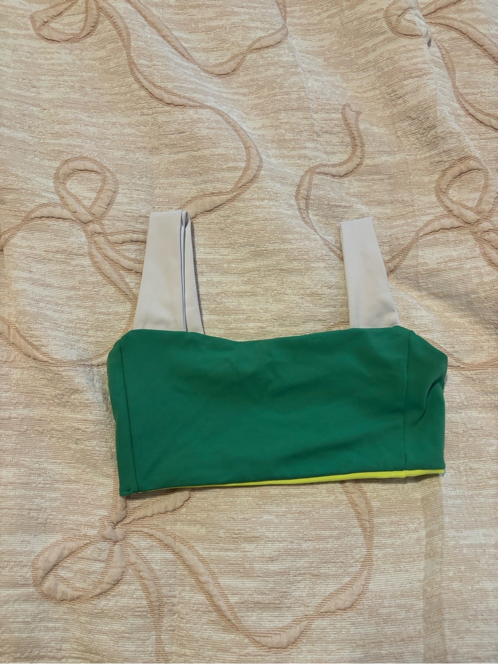Green Colorblock Sports Bra with Contrast Straps Five the Label